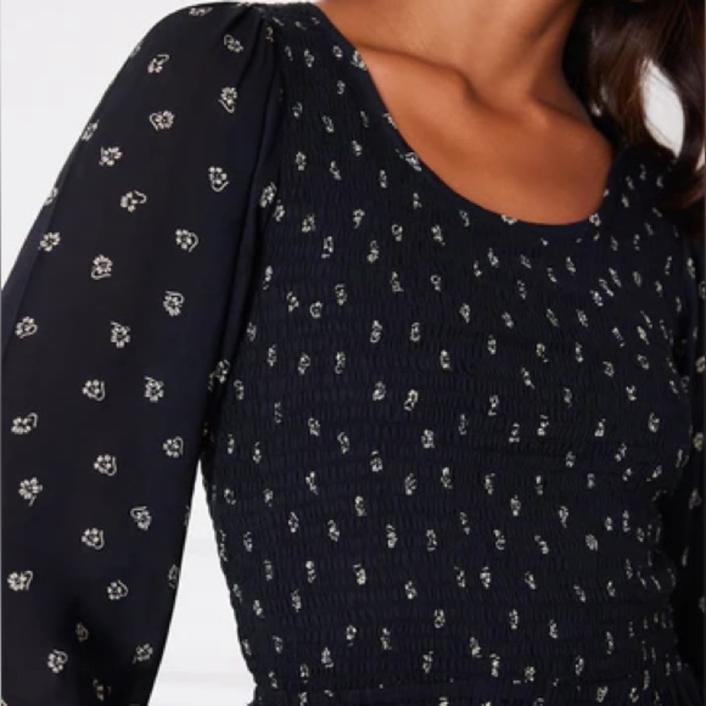 Black Floral Long Sleeve Dress